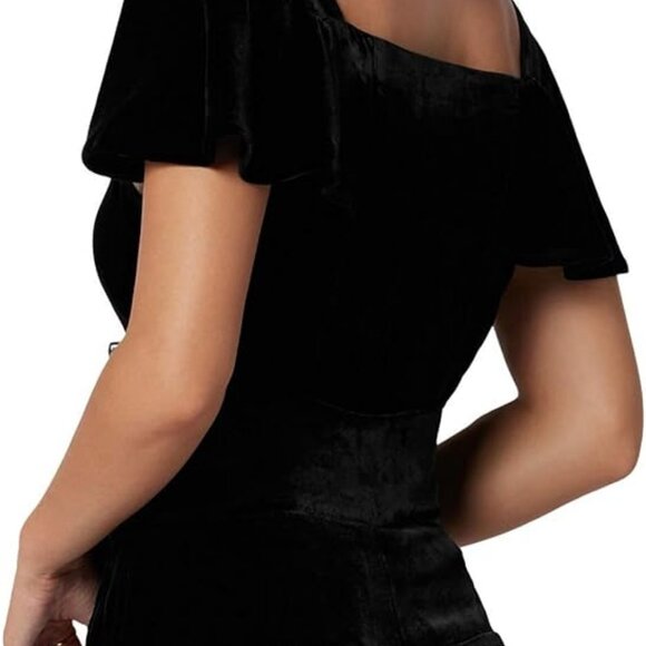 Joie Black Flutter Sleeve Sweetheart Neckline Size 6 - Picture 3 of 5